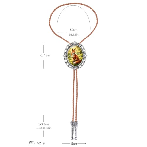 GelConnie Gothic Bolo Tie for Men Women 3D Art Western Cowboy Necktie - color: Fox Grass Bolo Tie