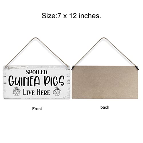 MIGUMUTU Spoiled Guinea Pigs Live Here Quote Sayings Home Wall Decor Wooden Signs Rustic Farmhouse Hanging Wall Plaque Sign Gift - color: Spoiled Guinea Pigs