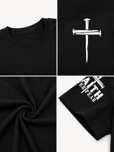 Christian Shirts for Men Jesus Faith Cross Tshirt Bible Verse Tee Tops - color: Black-c, size: Medium