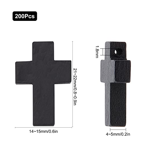 SUNNYCLUE 200Pcs Wood Cross Charm Pendants Natural Wooden Small Cross Charms Pendants with Hole for Party Favors Necklace Jewelry Making DIY Craft Handmade Accessories Easter Holiday, Black - color: 200Pcs Black 22x15mm