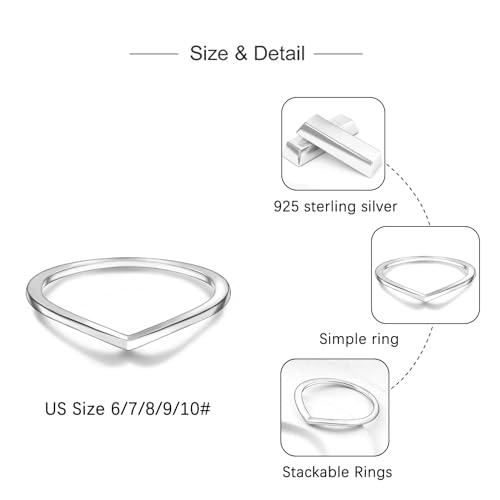 Helonley Birthstone Stack Rings for Women: 925 Sterling Silver Stacked Ring - color: Wishbone Ring