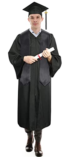 Plain Graduation Stole Sash 60 Inch Unisex Adults Solid - color: Black Stole