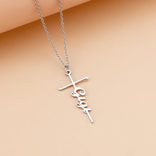 Lcherry Birthday Gifts for Grandma Mom Daughter Teacher Cross Necklace for Women Christian Necklaces Religious Gifts Jewelry for Women Mother's Day - style: Gigi-Silver
