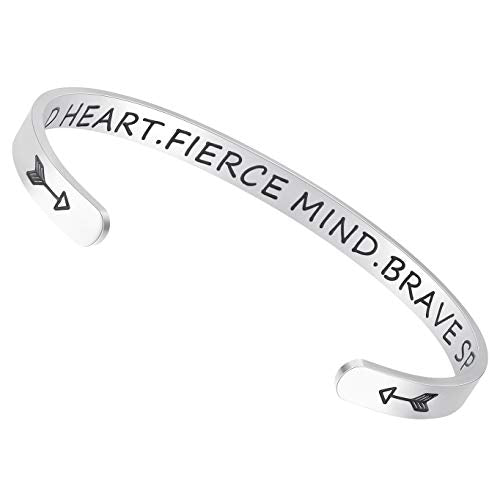 Fesciory Inspirational Bracelets for Women, Stainless Steel Cuff Bangle - color: Silver-25