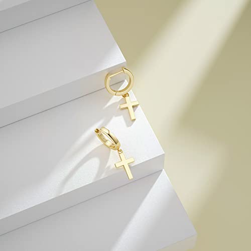 SEVENWELL Huggie Hoop Earrings for Women, Dangle Dangle Hoops - color: 07 Gold Cross
