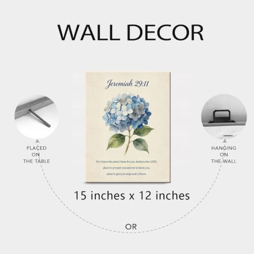 BEASTZHENG Jeremiah Hydrangea Scripture Canvas Wall Art Faith Room Ornament - color: Jeremiah 29:11