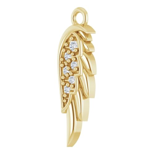 Bonyak Jewelry 14k Yellow Gold 12.2x3.7mm Right .015 CTW Natural Diamond Angle Wing Dangle