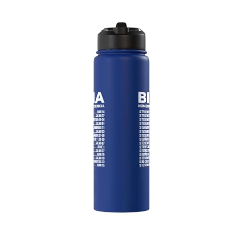 Biblia Numeros De Emergencia Christian Spanish Scripture God Stainless Steel Insulated Water Bottle - color: Royal Blue