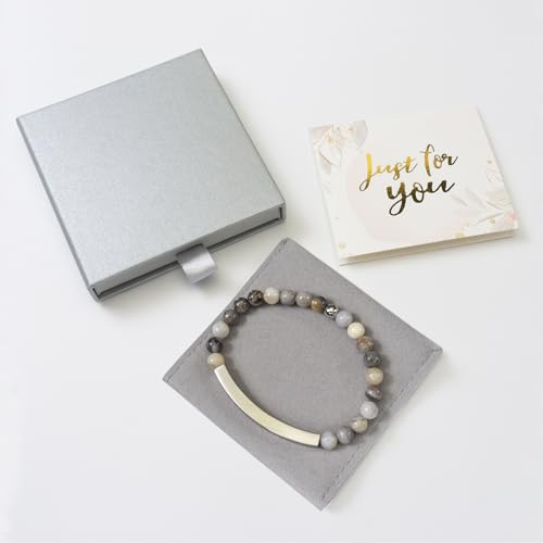 Inspirational Christian Bracelet for Women, Bamboo Leaf Agate Beaded Bible Verse Jewelry, 18K Gold Plated Religious Faith Gift, Scripture Encouragement Jewelry for Her - color: Love you to the moon and back-Bamboo Agate Silver