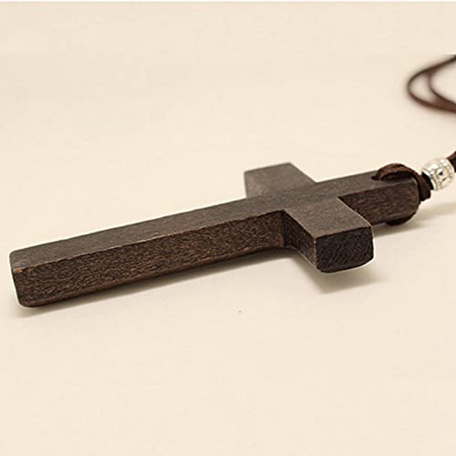 Wooden Cross Necklace For Men Women, Wood Cross Pendant Necklaces For Car Rearview Mirror Charms, Wall, Christian Jewelry - color: 7 pieces-brown-8.3cm