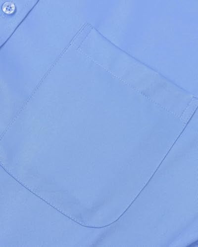 Alimens & Gentle Men's Dress Shirts Long Sleeve Wrinkle-Free Stretch Shirts Solid Formal Button Down Shirt with Pocket - color: Blue, size: 3X-Large