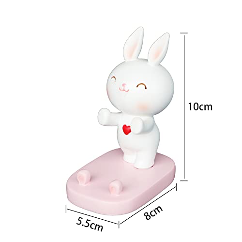 SIQITECHNO Cute Bunny Cell Phone Stand Holder Universal Resin Rabbit Smartphone Stand Desktop Phone Holder Funny Animal Statue Mobile Phones Tablet Stands Creative Desk Ornament for Home Office Desk - color: Stand