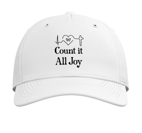 God Scripture Count it All Joy Sign Christian Bible Verse Adjustable Baseball Hat - color: White