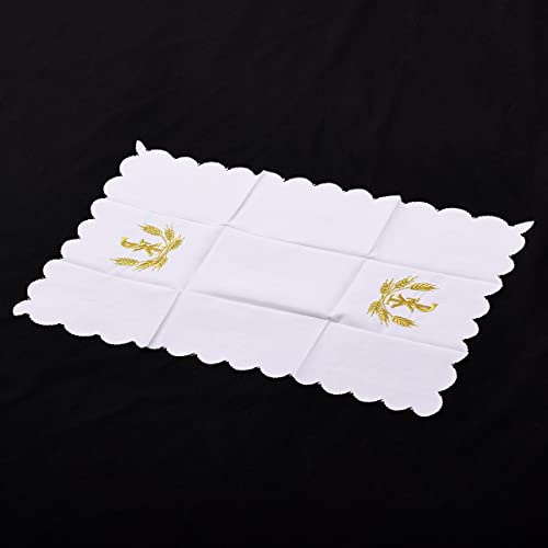 BLESSUME Church Mass Altar Cloth Purificator Cloth Cross Embroidery (White 5) - color: White 5