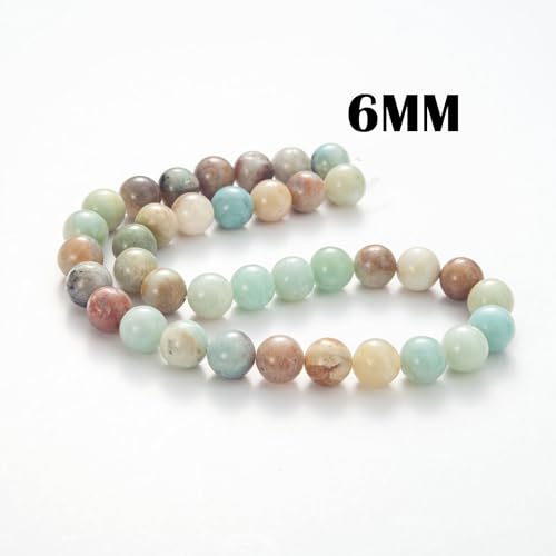 100Pcs Natural Stone Beads 6mm Amazonite Round Gemstone Loose Beads with Elastic Bracelet String for Bracelets Necklace Jewelry Making - color: Mix Color Amazonite, size: 6mm