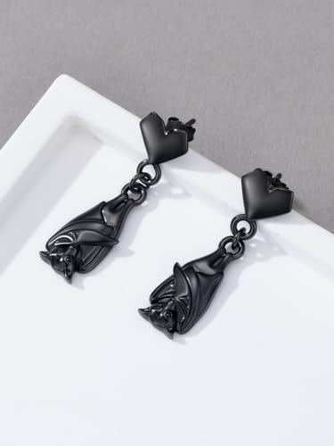 Dorunmo 925 Sterling Silver Dangle Drop Earrings for Women Holiday Earrings Hypoallergenic Halloween Christmas Jewelry Festival Gifts for Women - style: Halloween-Bat-05