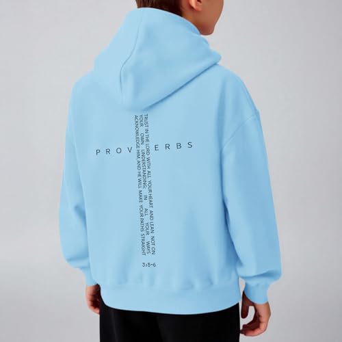 Christian Hoodies for Kids Boys Religious Jesus Hoodie Faith Cross Sweatshirts Vintage Bible Verse Graphic Pullovers - color: Sky Blue, size: 9-10 Years