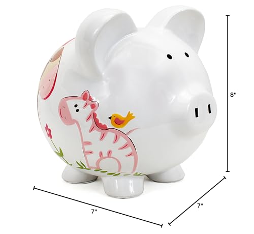 Child to Cherish Ceramic Piggy Bank for Girls, Jungle Jill - color: Jungle Jill