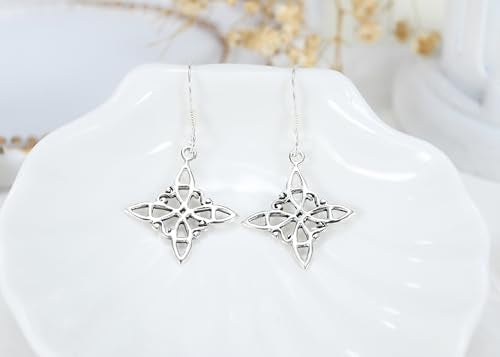 AeraVida 925 Sterling Silver Celtic Triquetra Cross Earrings| Irish Trinity Witches Knot Spiritual Jewelry for Women| Christian Cross Sterling Silver Jewelry (Dangle)