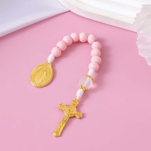 Pocket Rosary for Women - Handmade Wooden Catholic Rosaries, Wooden Bead Rosary Necklace, Metal Cross For Catholic Or Christian Gift