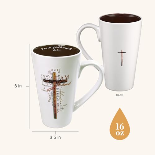 Christian Art Gifts White Stoneware Coffee Mug with Handle 16 oz. Microwave & Dishwasher-Safe Inspirational Scripture Coffee & Tea Mug for Men & Women with Bible Verse: Light of the World John 8:12