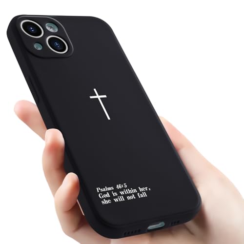 Cross Design Phone Case Cover for iPhone 13 Cross Pattern Case Cover Liquid Silicone Soft Gel Rubber Matt Phone Cover with Microfiber Lining Black - color: Black, size: iPhone 13