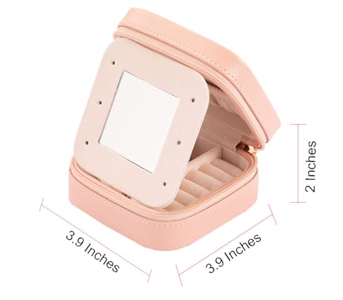 Personalized Jewelry Box with Name and Fatih, Custom Travel Small Jewelry Case Organizer Travel Essentials for Women, Bridesmaid - color: Faith and Name - Pink