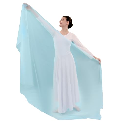 Danzcue Praise Dance Chiffon Solid Color Dance Scarf - color: Aqua Blue
