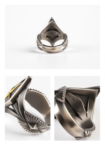Sterling Silver Star Cross Ring, Vintage S925 Adjustable Band, Gothic Punk Style - color: Ring_I