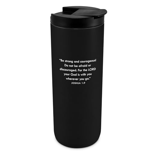 Lighthouse Christian Products the Lord Will Stand - 20 ounce Black Insulated Stainless Steel Tumbler with Lid Christian Gift - Catholic Travel Cup - style: The Lord With Stand Black