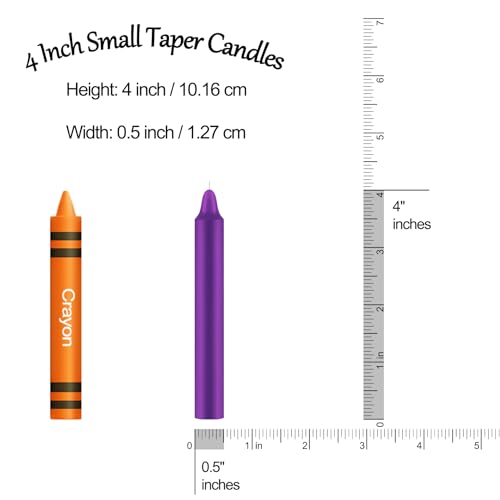Tobeape 24 Pack Purple Spell Chime Candles, 4" Unscented Mini Taper Candles - color: Purple, size: 4 inch Taper Candle-24pcs