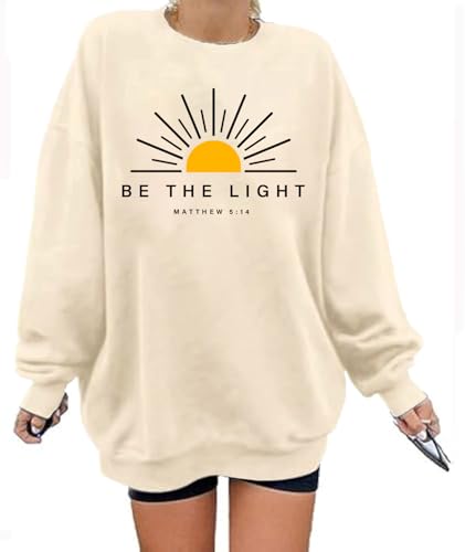 AMWIPE Christian Sweatshirts for Women Oversized Faith Religious Sweatshirt - color: Apricot2, size: X-Large