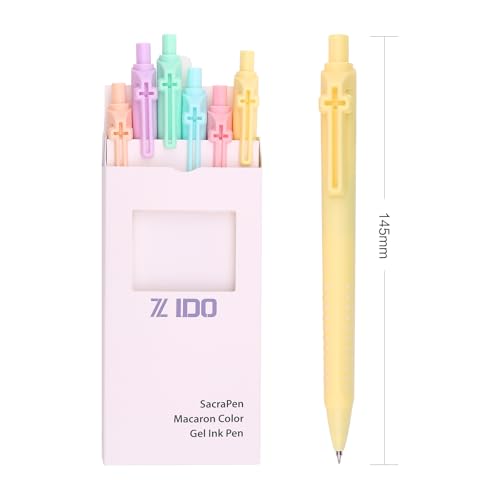 6 Pack Bible Journaling Gel Pens, 0.7mm Black Ink Retractable - color: Macaron-Black Ink