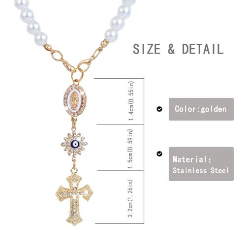 Cross Car Charm, Personalized Blessing Rear View Mirror Hanging Decors,car Mirror Hanging Accessories for Your car,Religious Gifts for Women (Golden-A) - size: golden-A