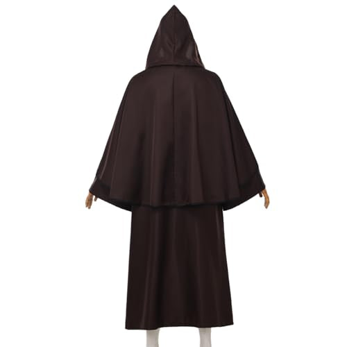 BLESSUME Friar Hooded Robe Monk Renaissance Priest Halloween Medieval Role Play Costume - color: Brown, size: Large