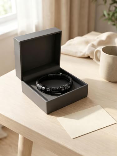 Cross Bracelet,Christian Bracelet for men - color: Black