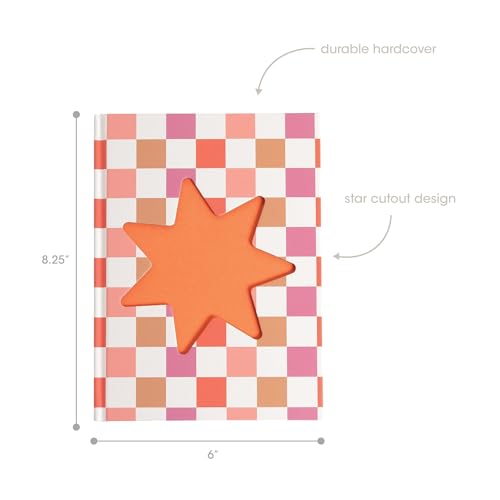 Pearhead Pink & Orange Star Cutout Hardcover Graph Notebook, 6.25x8.25 Grid Journal for Bullet Journaling, Planning & School Notes, 200 Pages - color: Orange Cut-Out Checkered Graph Journal