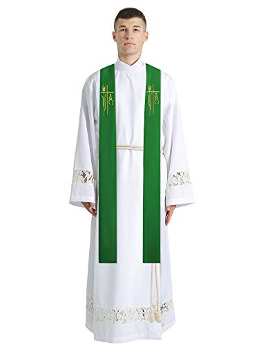 IvyRobes Alpha Omega Overlay Stole Wedding Clergy Stole 90" Long-4 Colors Available - color: Kelly Green