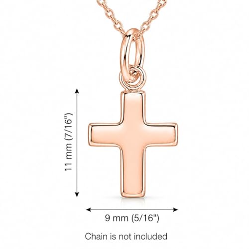Hawaiian Silver Jewelry 925 Sterling Silver Mini Cross Charm Pendant - style: Rose Gold Plated Sterling Silver