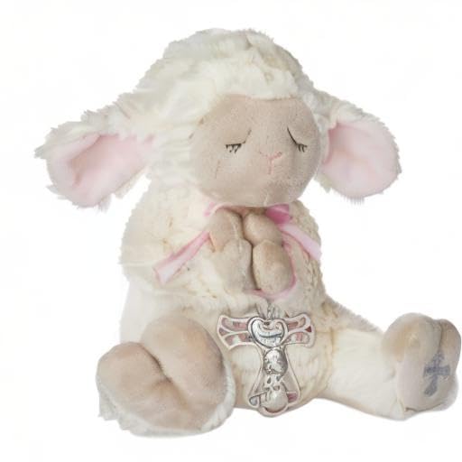 Ganz Serenity Lamb with Crib Cross Christening or Baptism Gift, Pink