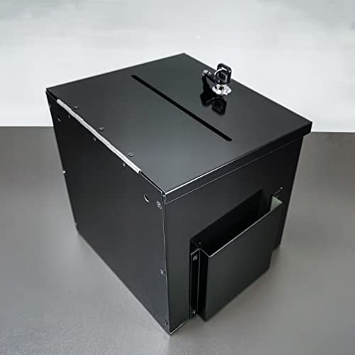FixtureDisplays® 8X8X9.5" Black Metal Donation Box Collection Tithes Offer Drop Ballot Sharp Edge 10918NEW-BLACK-RIVET-S-SPECIAL-2D