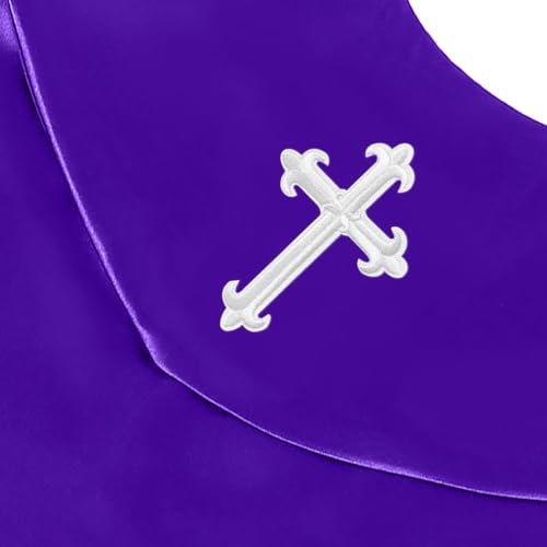 Unisex V-Shape Church Choir Stole with Cross for Adults Church - color: Purple, size: White Cross