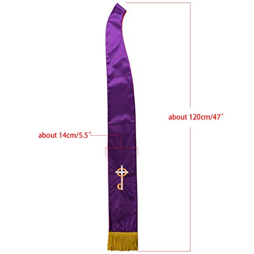 BLESSUME Church Clergy Pastor Reversible Stole - color: Purple and Red