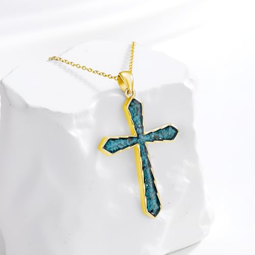 925 Sterling Silver Cross Necklace for Women Religious Jewelry Christian Gifts for Mom Wife Her - color: Gold-13
