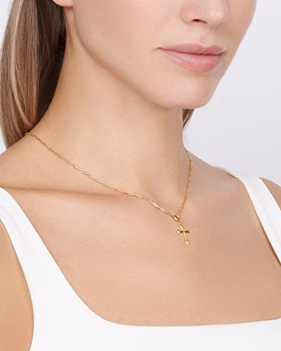 Jewelry Atelier Gold Filled Pendant Necklace Collection - 14K Yellow Gold Filled Pendant Necklace with Solid Clip Chain for Women (Different Sizes and Styles with Extension/Adjustable Chain) - style: Cross 12.5mm Width