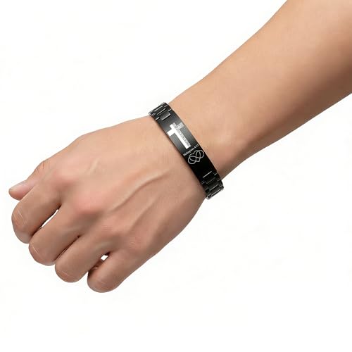 Bible Verse Bracelets Inspirational Christian Wristbands Graduation Gifts to Son Men Dad Father Husband Boyfriend Encouragement Jewelry Adjustable Stainless Steel Bracelet - style: PHILIPPIANS 4:13(DON'T LET THE HARD DAYS WIN)