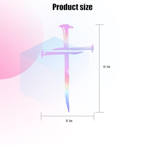 Cross of Nails Car Sticker, Christian Sign Cross Waterproof Vehicle Bumper Decal, Jesus Religious Removable Automotive Body Window Sticker Decoration Accessories, Universal Fit (Multicolor) - color: Multicolor