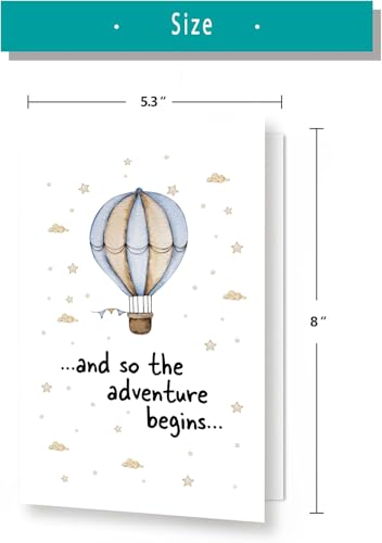 Hot Air Balloon Adventure Baby Shower Card - New Baby Cards, Babys Shower Congratulations Cards - Funny New Born Card for Pregnant Couple, Parents - color: #1