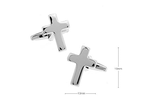 MRCUFF Cross Christian Pair Cufflinks in a Presentation Gift Box & Polishing Cloth