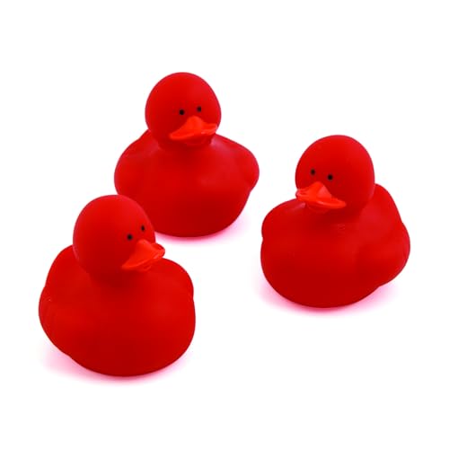 Fun Express Rubber 2" Solid Color Duckies, Red - color: Red